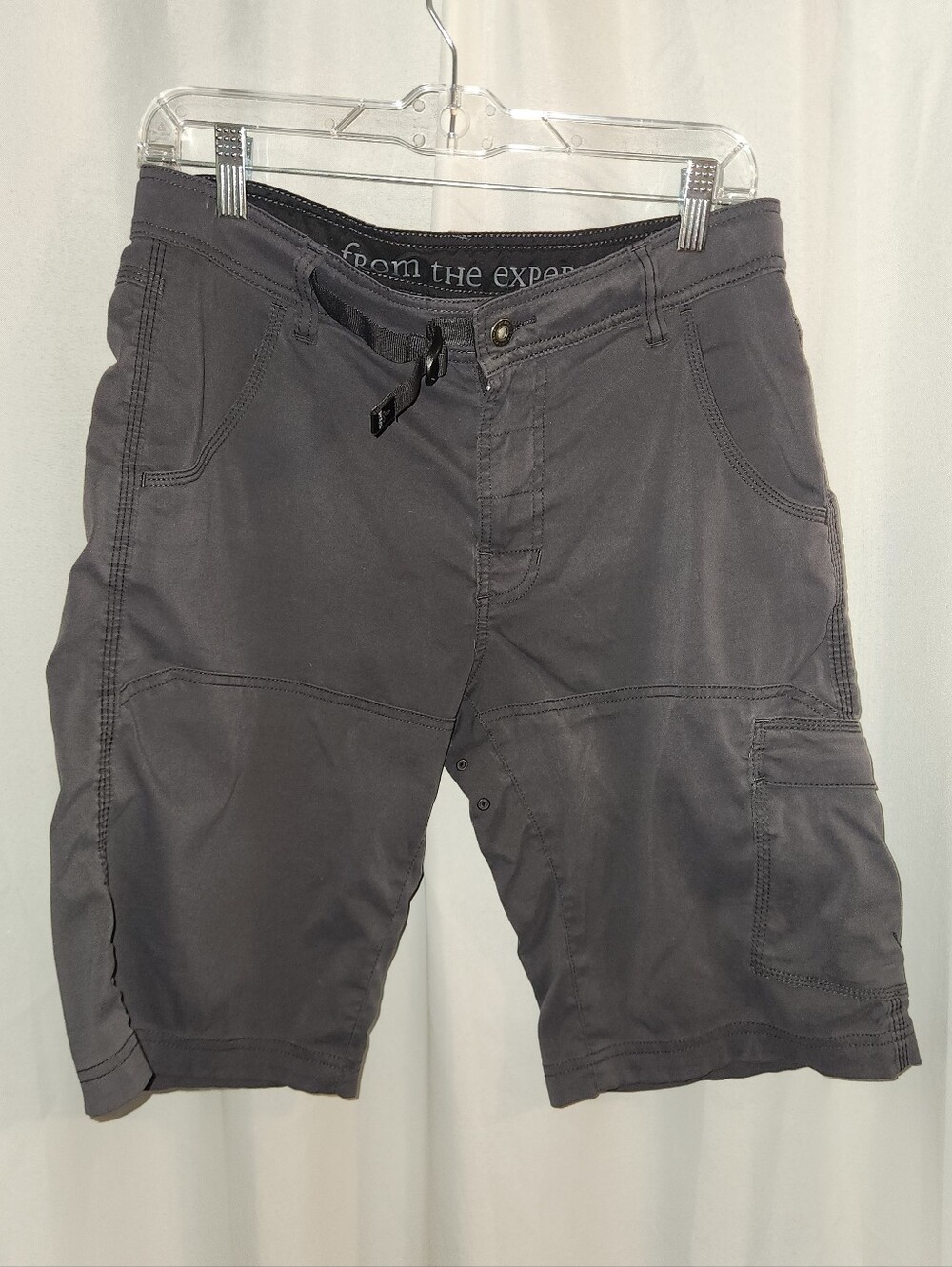 Prana Shorts Mens Sz 30 Gray Belted Cargo Vented Gusset Breathe Hiking